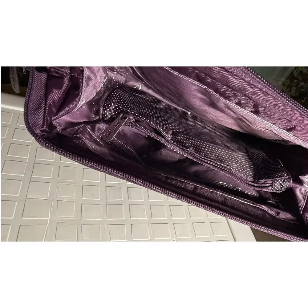 Thirty-One Purple Floral Makeup Bag with Zipper and Inner Pockets